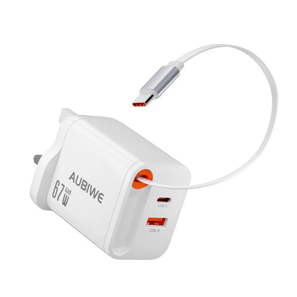 Aubiwe 67W GaN Fast Charger – Ultra-Compact USB-C PD Quick Charge Adapter for Phones, Tablets & Laptops