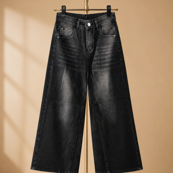 Sleek Wide-Leg High-Waisted Pants Jeans