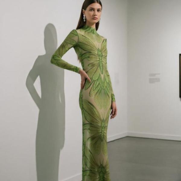 Long-sleeve Maxi Gown