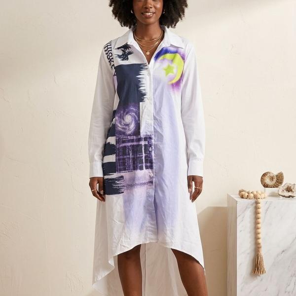 Midi-length shirt dress