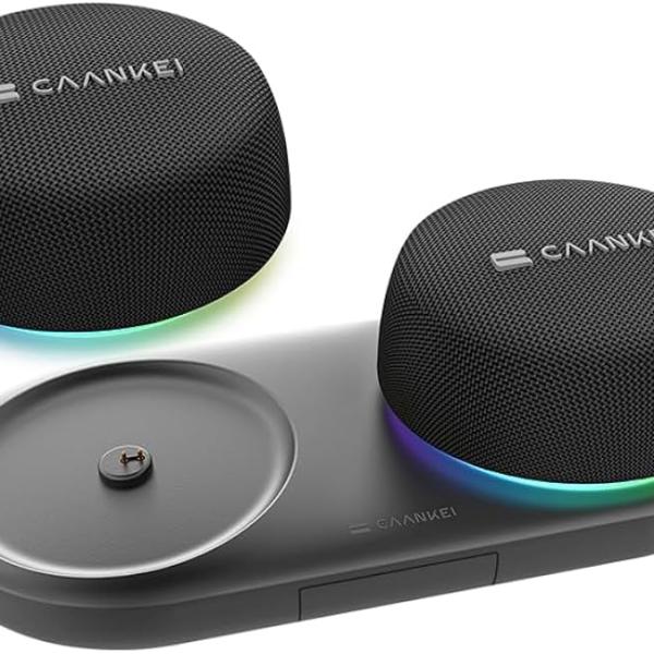 Caankei CS20 2-in-1 Magnetic Bluetooth Speaker – Wireless Stereo Sound, RGB Light, Portable Dual Speaker with Phone Stand