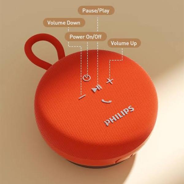 Philips TAS1120 Portable Wireless Bluetooth Speaker – Waterproof Mini Speaker with Stereo Pairing