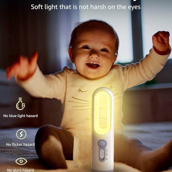 LifeImpree Rechargeable Motion Sensor Night Light 2-in-1 Portable LED Lamp & Flashlight Dusk to Dawn, Warm White