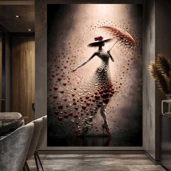 Grace in Motion: High-Fashion Heart Motif Wall Art