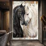 Black and White Horses Portrait wall art