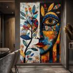 Guardian of the Roots: Vibrant Tribal Mask Canvas Art