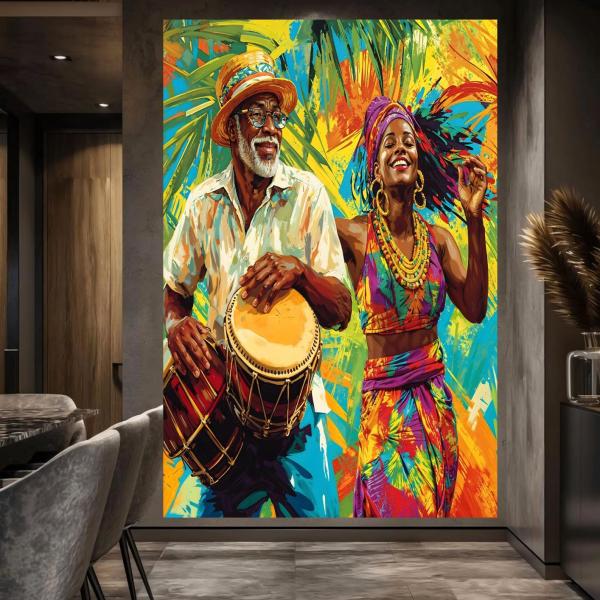 The Ancestral Beat: Vibrant Tropical Dance Wall Art