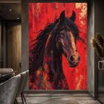 Ember Spirit: Abstract Black Stallion Wall Art