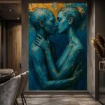 Romantic Embrace Couple Kissing Wall Painting Canvas Wall Art Picture Print