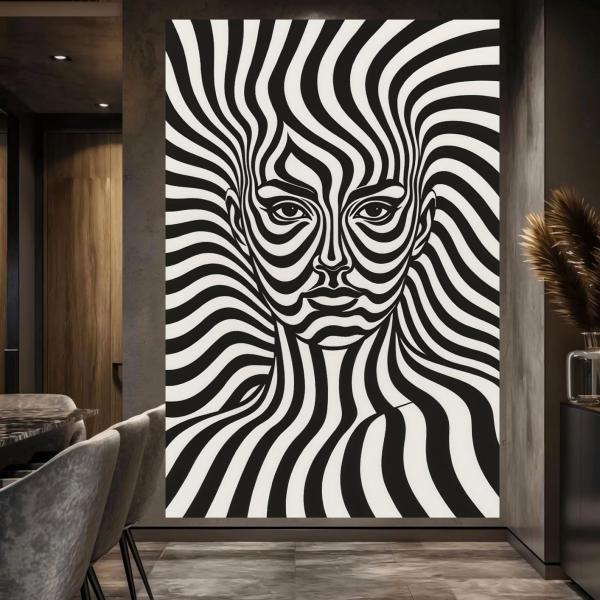 Fluid Identity: High-Contrast Surrealist Face Wall Art