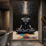 Celestial Awakening: Cosmic Meditation Large Canvas Art