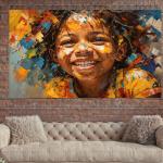 Radiant Innocence: Vibrant Abstract Child Portrait