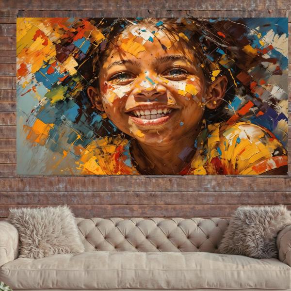 Radiant Innocence: Vibrant Abstract Child Portrait
