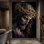 Sovereign Sacrifice: High-Contrast Gold and Black Religious Art