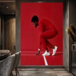 Ambition in Motion: Modern Minimalist Red Suit Wall Art