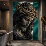The Golden Intercessor: Jesus & Nigerian Flag Canvas Art