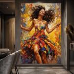 Radiant Rhythm: Vibrant Abstract Dancing Woman Canvas
