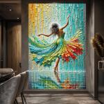 Radiant Rhythm: Vibrant Abstract Dancing Woman Canvas Art Wall