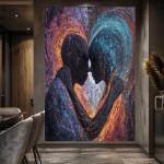 Cosmic Connection: Abstract Couple forming Heart Canvas Art