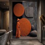 The Sun Gazer: Minimalist Brutalist Geometric Mural Wall Art