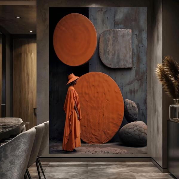 The Sun Gazer: Minimalist Brutalist Geometric Mural Wall Art