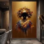 The Golden Empress: 3D Textured Afrocentric Canvas Art