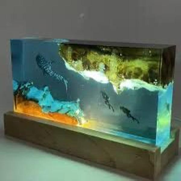 Night Lamp – Creative 3D Handmade Resin LED Ocean Light for Bedside & Home Décor