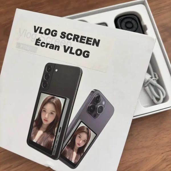 Wireless Vlog Screen Monitor which uses a magnetic clip to attach to smartphones