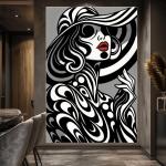 Abstract Hypnotic lines Black and White Canvas Art