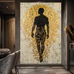 Golden Aura Black and Gold Abstract Male Silhouette Canvas