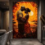 Retro Sunset Black Couple Wall Art Poster