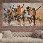 African Children Playing in Rain